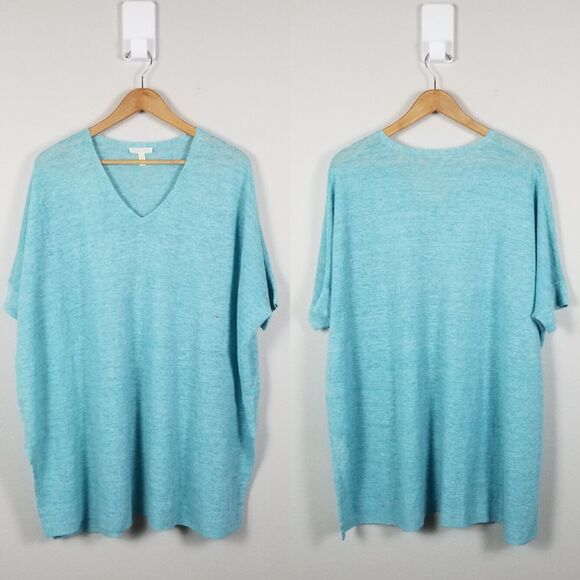 Eileen Fisher Light Blue Lagenlook Organic Linen Melange Pullover Tunic Size S/M - Picture 8 of 15